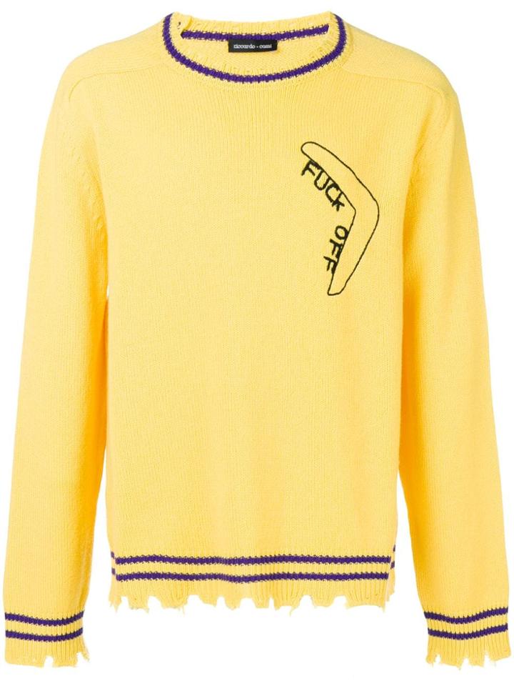 Riccardo Comi Frayed Hem Sweater - Yellow & Orange