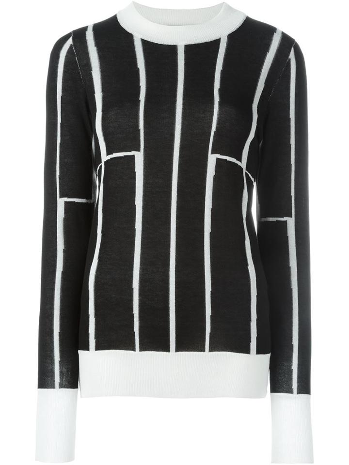 Etienne Deroeux Striped Contrast Crew Neck Jumper, Women's, Size: 36, Black, Polyamide/viscose