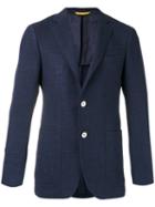 Canali Two Button Blazer, Men's, Size: 52, Blue, Silk/linen/flax/cupro/wool