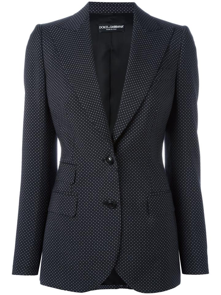Dolce & Gabbana Polka Dot Blazer, Women's, Size: 40, Black, Cupro/virgin Wool