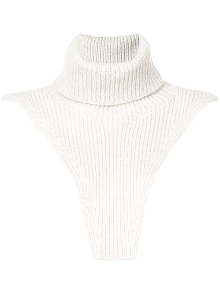 Alexandra Golovanoff Ribbed Turtle Neck Scarf - Neutrals