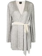 Retrofete Embellished Wrap Mini Dress - Silver