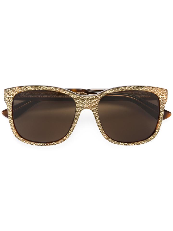 Gucci Eyewear Square Frame Rhinestone Sunglasses - Brown