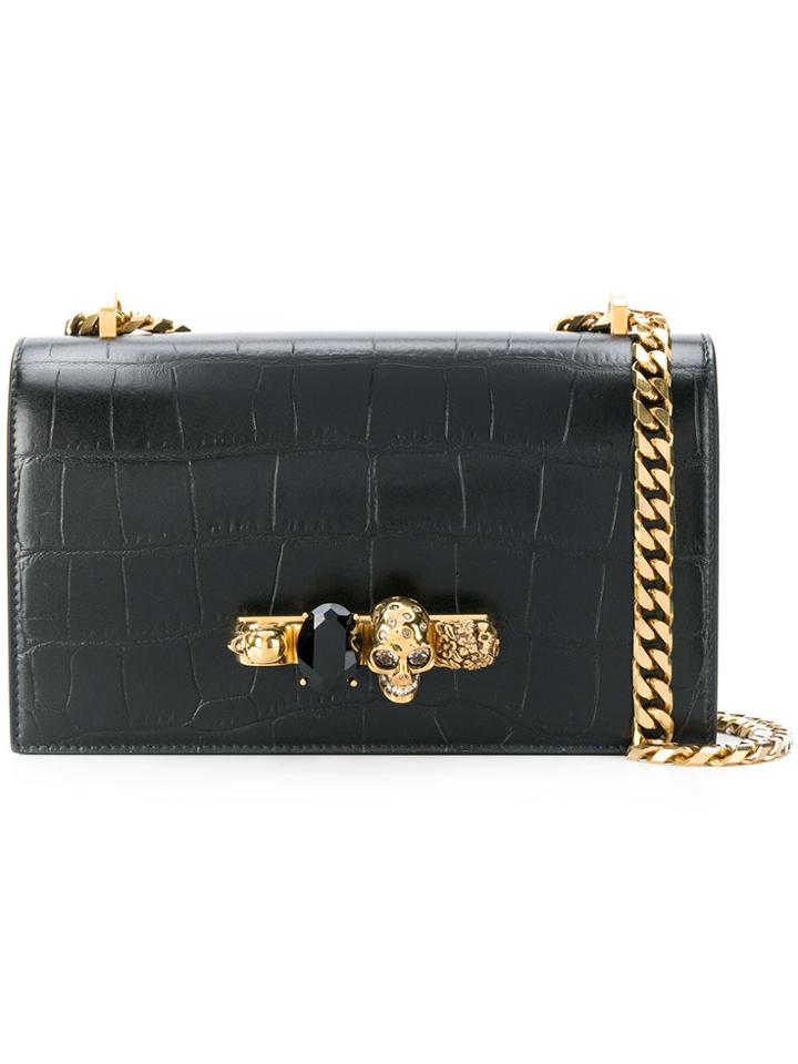 Alexander Mcqueen Jewelled Satchel Bag - Black