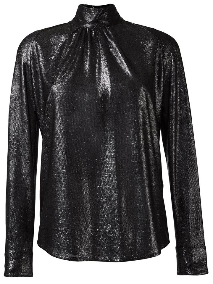 Golden Goose Deluxe Brand High Collar Lurex Shirt, Women's, Size: Small, Black, Polyester/viscose