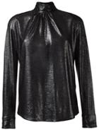Golden Goose Deluxe Brand High Collar Lurex Shirt, Women's, Size: Small, Black, Polyester/viscose