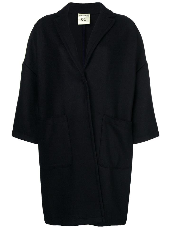 Semicouture Oversize Buttoned Coat - Blue