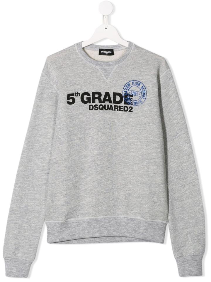 Dsquared2 Kids '5th Grade' Printed Sweatshirt - Grey