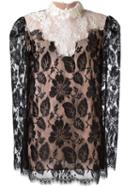Lanvin Sheer Lace Panel Blouse, Women's, Size: 42, Black, Silk/viscose/polyamide