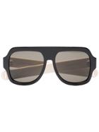 Gucci Eyewear Gg0255s Black Aviator Sunglasses With Logo Arms