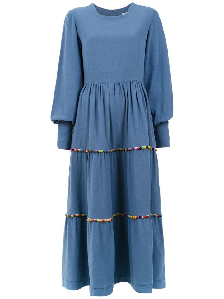 Olympiah 'inca Pompom' Midi Dress - Blue