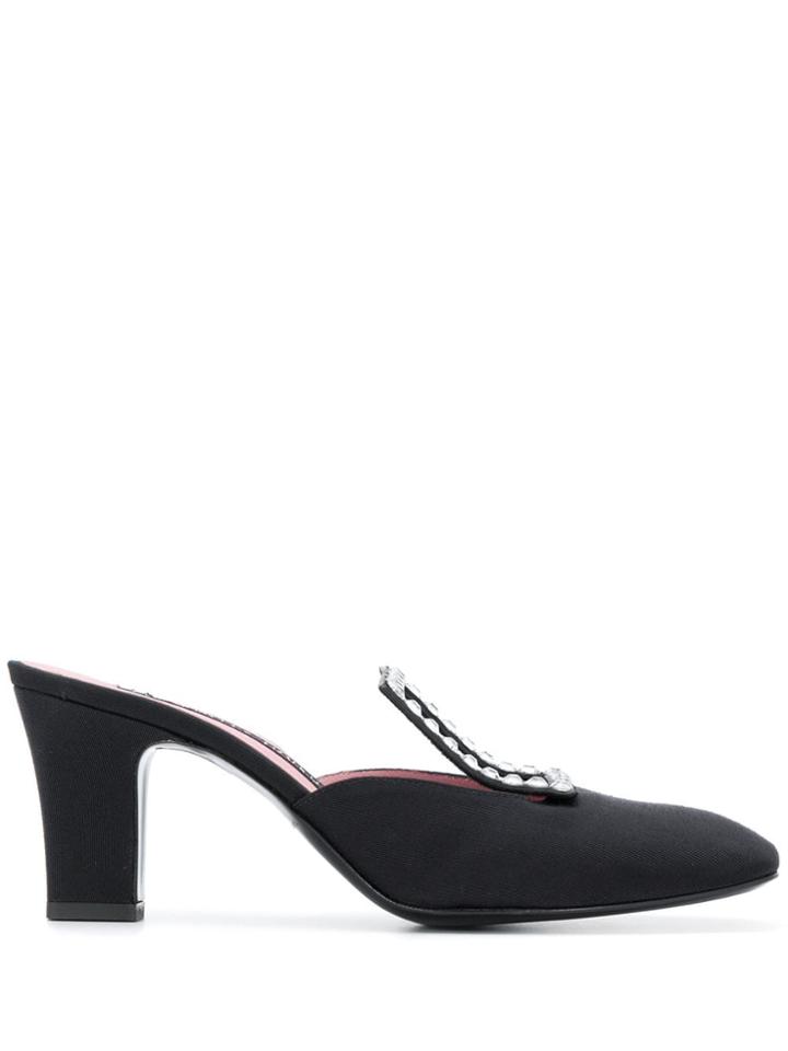 Les Petits Joueurs Crystal Embellished Mules - Black