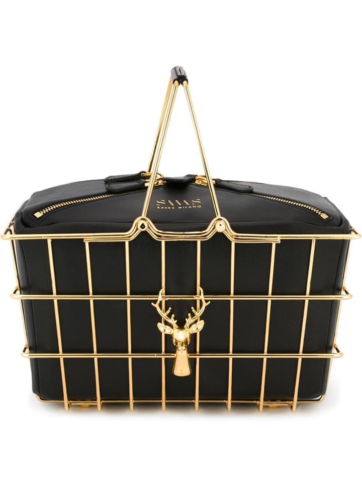 Savas Large 'caroline' Basket Bag - Black