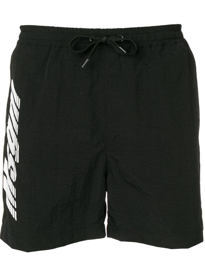 Msgm Contrast Logo Swim Shorts - Black