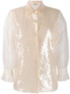 Miu Miu Sequin-panelled Organza Shirt - Neutrals