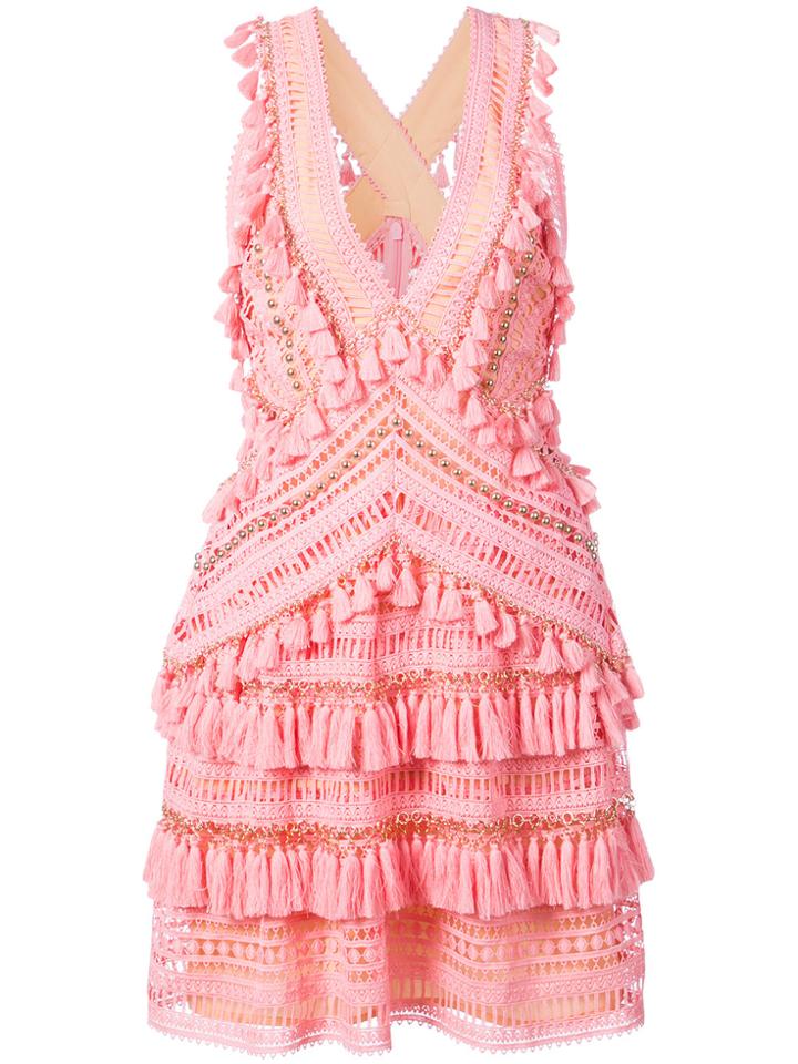 Thurley Crochet And Tassel Detailed Dress - Pink & Purple