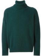 Ami Alexandre Mattiussi Oversized Turtleneck Sweater, Men's, Size: Medium, Green, Nylon/wool/alpaca