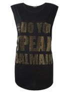 Balmain #doyouspeakbalmain Tank Top, Women's, Size: 36, Black, Cotton/glass