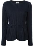 Armani Collezioni Collarless Peplum Jacket, Women's, Size: 44, Blue, Viscose/polyamide/spandex/elastane/spandex/elastane