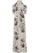 Erdem Floral Printed Annaliese Gown, Women's, Size: 12, White, Silk