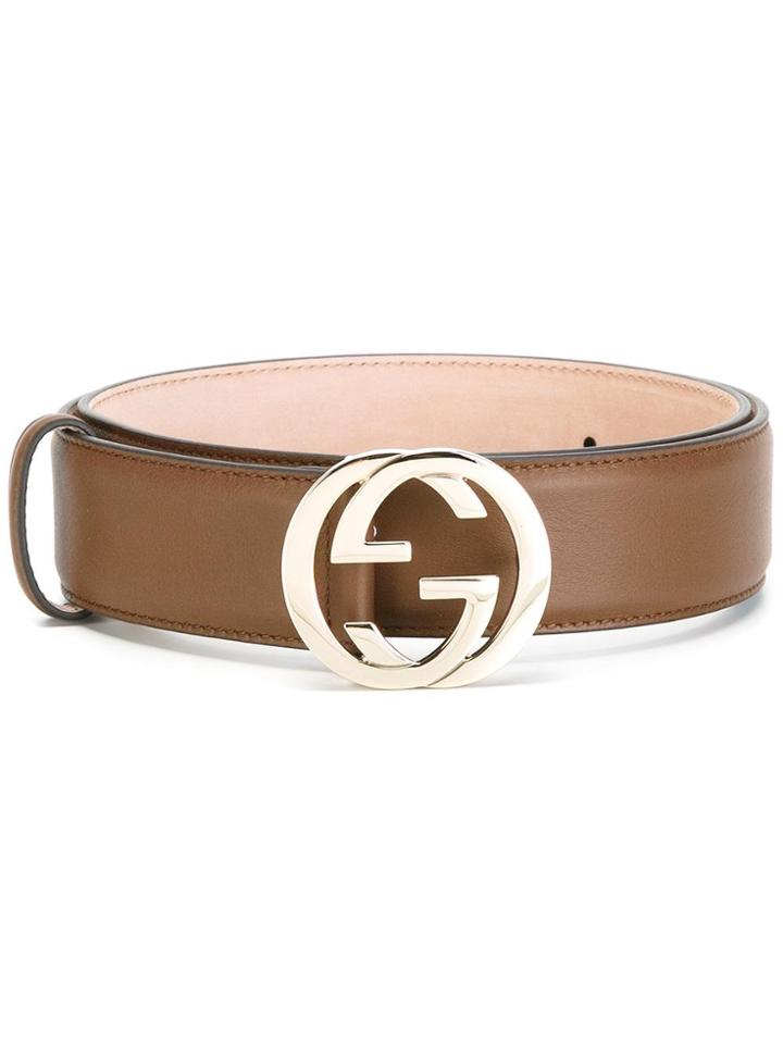 Gucci Gg Buckle Belt - Brown