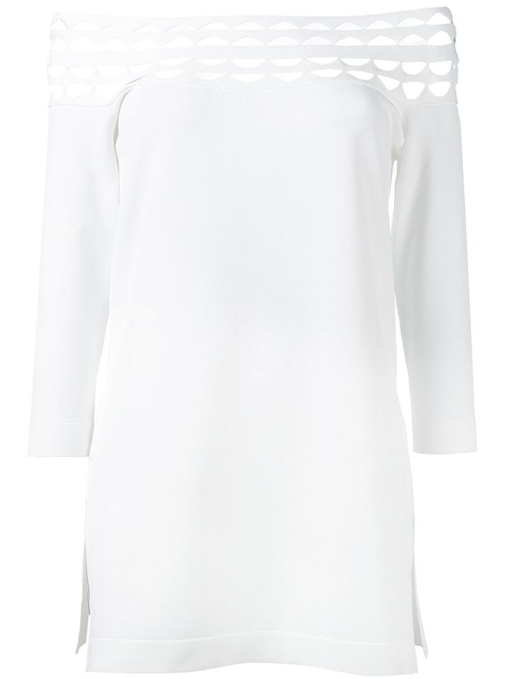 D.exterior - Off Shoulder Cut-out Blouse - Women - Polyester/viscose - S, Women's, White, Polyester/viscose