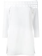 D.exterior - Off Shoulder Cut-out Blouse - Women - Polyester/viscose - S, Women's, White, Polyester/viscose