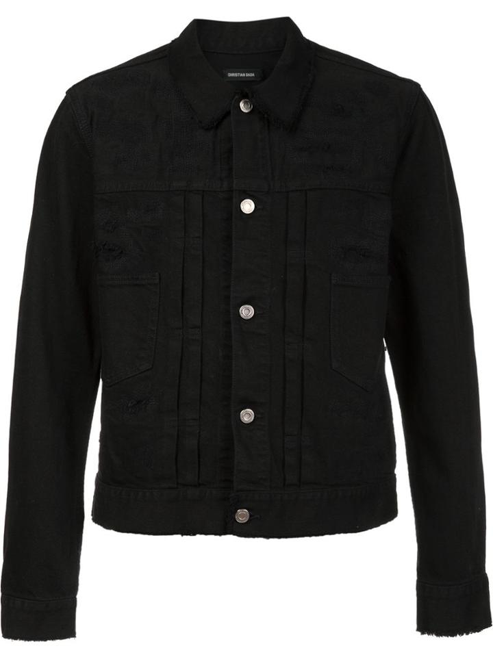 Christian Dada Distressed Denim Jacket - Black