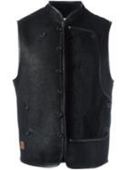 Al Duca D'aosta 1902 Buttoned Gilet, Men's, Size: Large, Black, Sheep Skin/shearling