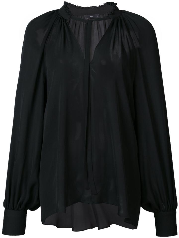Voz - Bishop Sleeve Blouse - Women - Silk - 2, Black, Silk