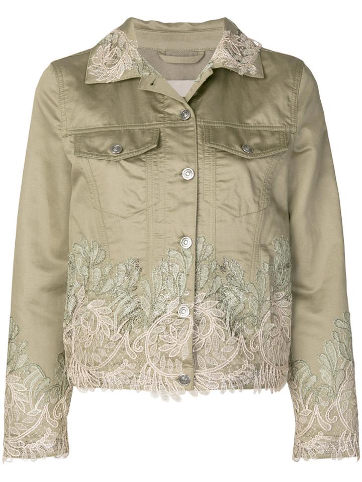 Ermanno Scervino Cropped Lace Trim Jacket - Green