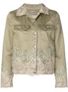 Ermanno Scervino Cropped Lace Trim Jacket - Green
