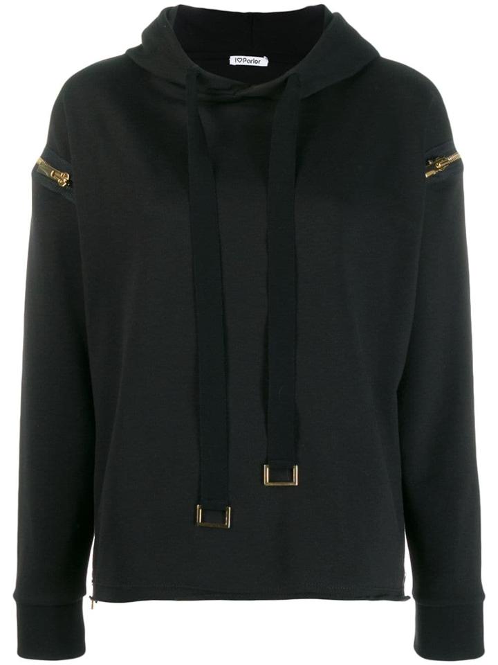 Parlor Zip Detail Hoodie - Black