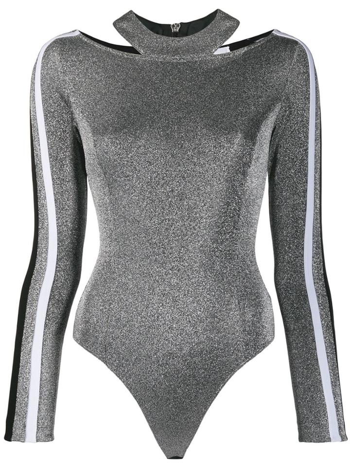 No Ka' Oi Metallic Cut-out Body Top - Silver