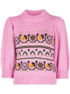 Ganni Intarsia Knit Jumper - Pink