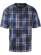 Lanvin Checked Pattern T-shirt, Men's, Size: Small, Blue, Virgin Wool
