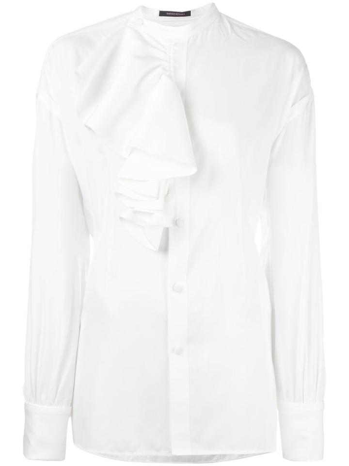 Y's Ruffled Detailing Blouse, Women's, Size: Small, White, Rayon