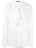 Y's Ruffled Detailing Blouse, Women's, Size: Small, White, Rayon