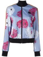 Msgm Floral Print Bomber Jacket, Women's, Size: 46, Blue, Polyester/polyamide/spandex/elastane