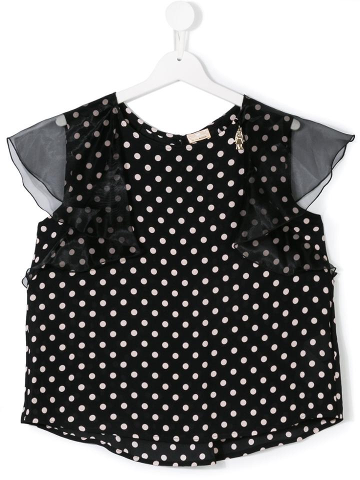 Elisabetta Franchi La Mia Bambina Polka Dots Blouse - Black