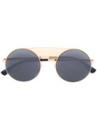 Mykita Round Horizontal Detail Sunglasses, Men's, Grey, Plastic/stainless Steel