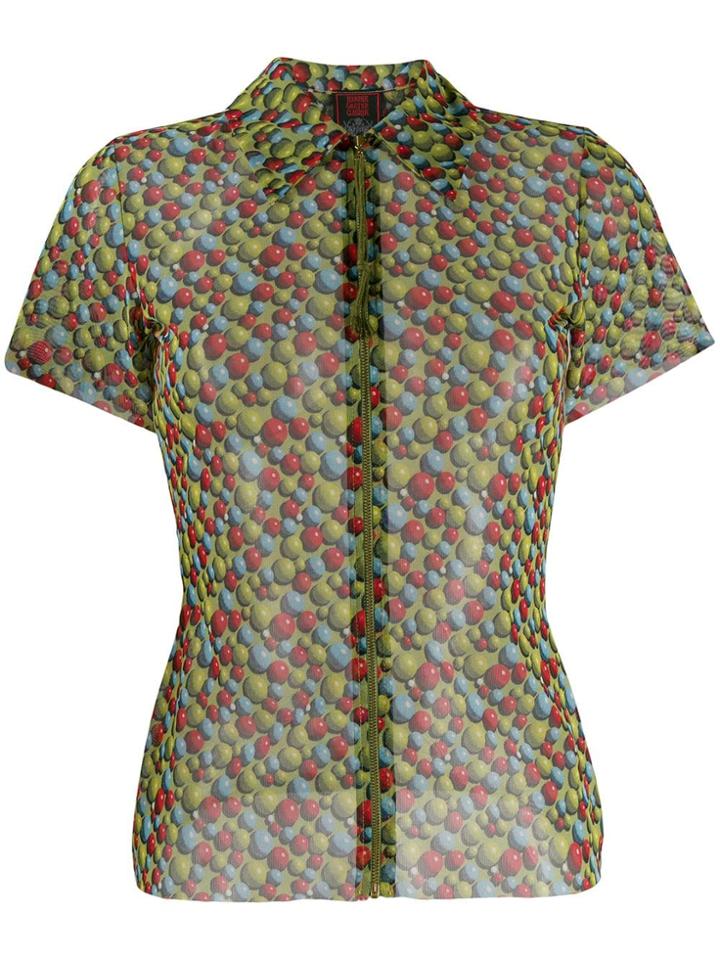 Jean Paul Gaultier Pre-owned 3d Balls Print Sheer Top - Green
