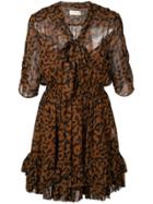 Nicholas Leopard Print Flared Dress - Brown
