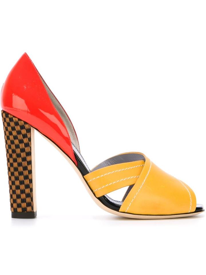 Pollini Checked Heel Sandals