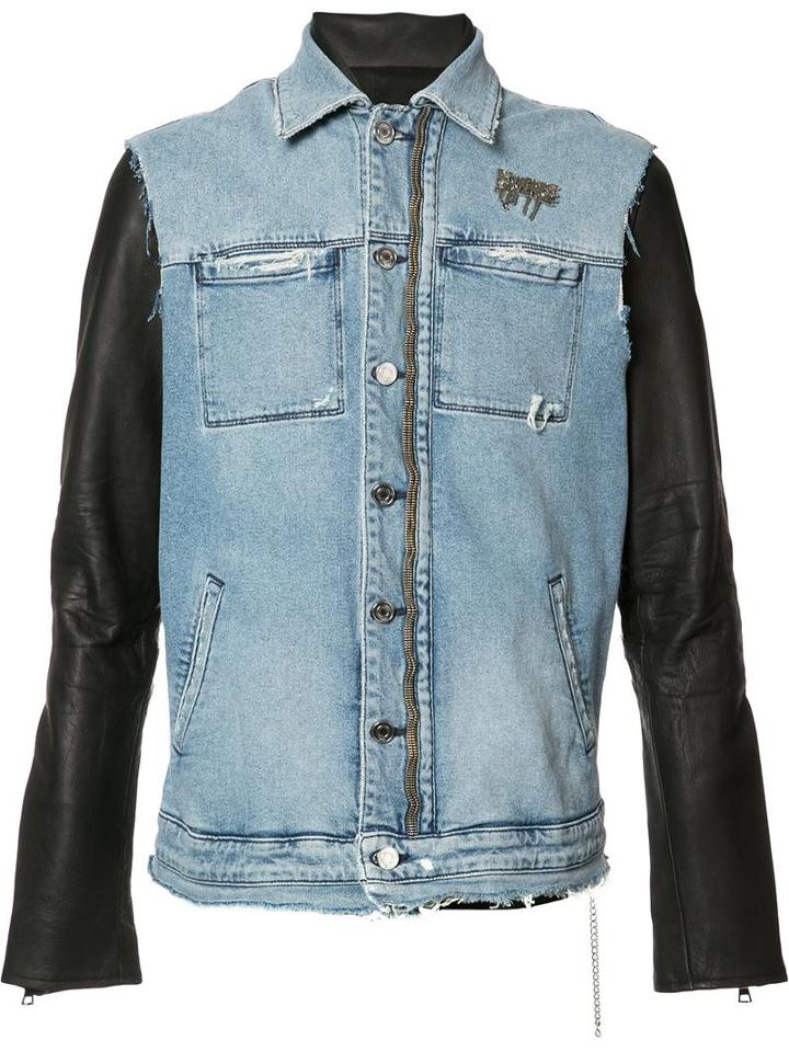 Rta Denim Layered Jacket, Men's, Size: Small, Calf Leather