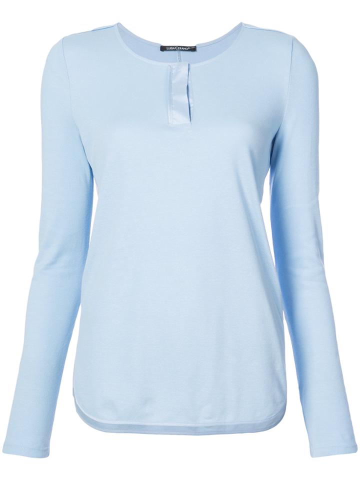 Luisa Cerano Front Button Blouse - Blue