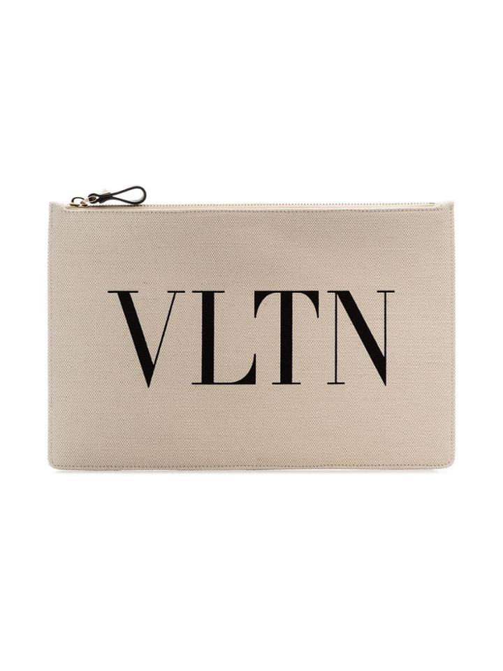 Valentino White And Black Valentino Garavani Vltn Clutch - Neutrals