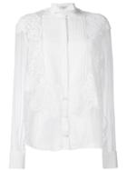 Givenchy Lace Appliqué Sheer Shirt, Women's, Size: 36, White, Silk/cotton/polyamide/viscose