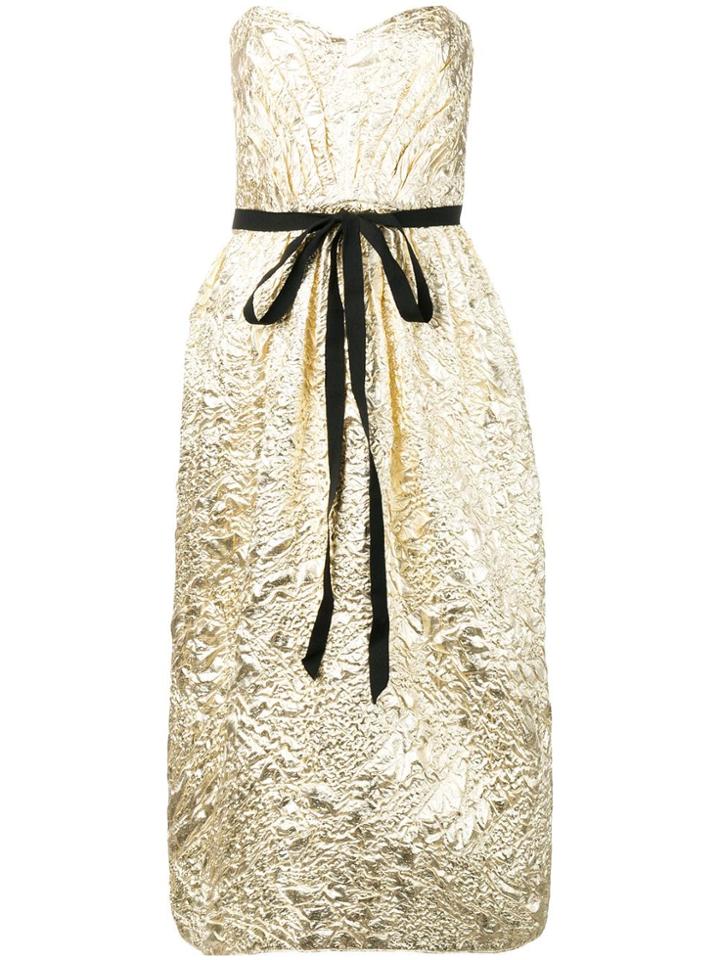 Rhea Costa Midi Empire Line Dress - Gold
