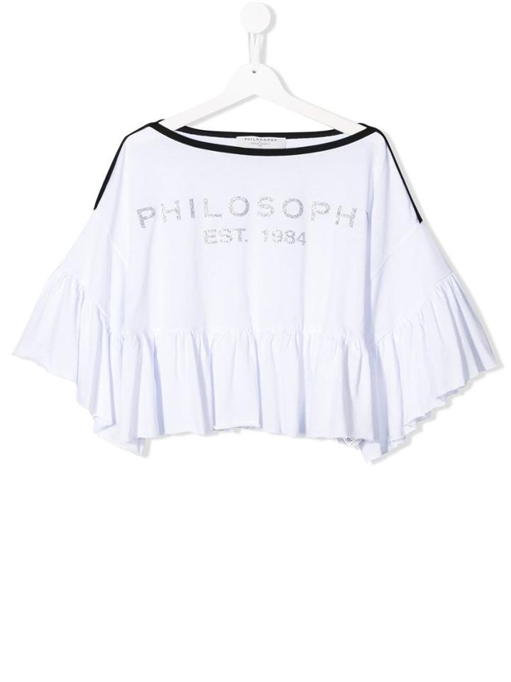 Philosophy Di Lorenzo Serafini Kids Cropped Ruffled T-shirt - White
